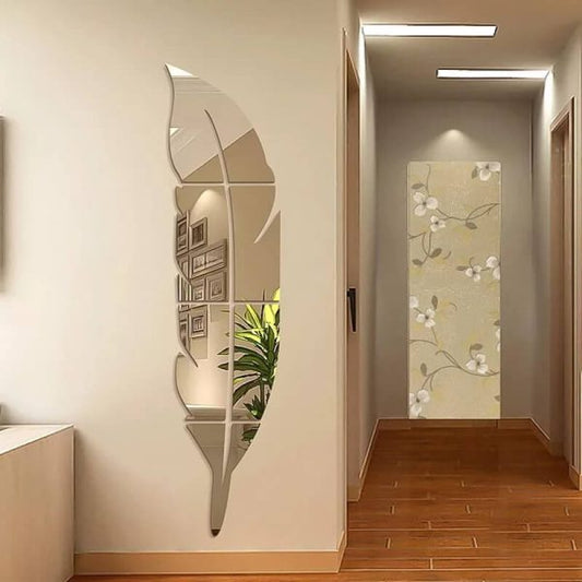3d Acrylic Wall Leaf Mirror Room Decor
